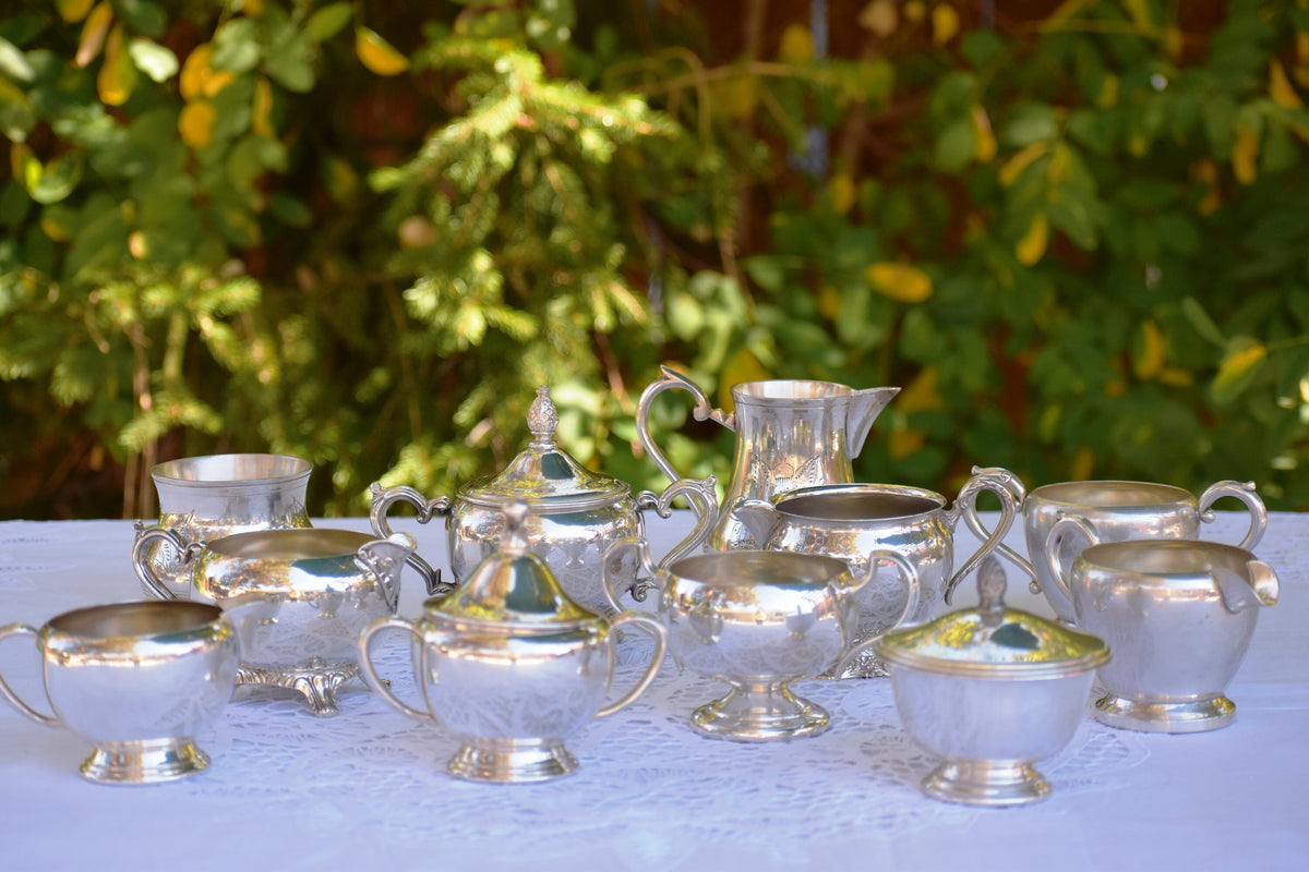 Mix and Match Silver Sugar Bowl and Creamer Set