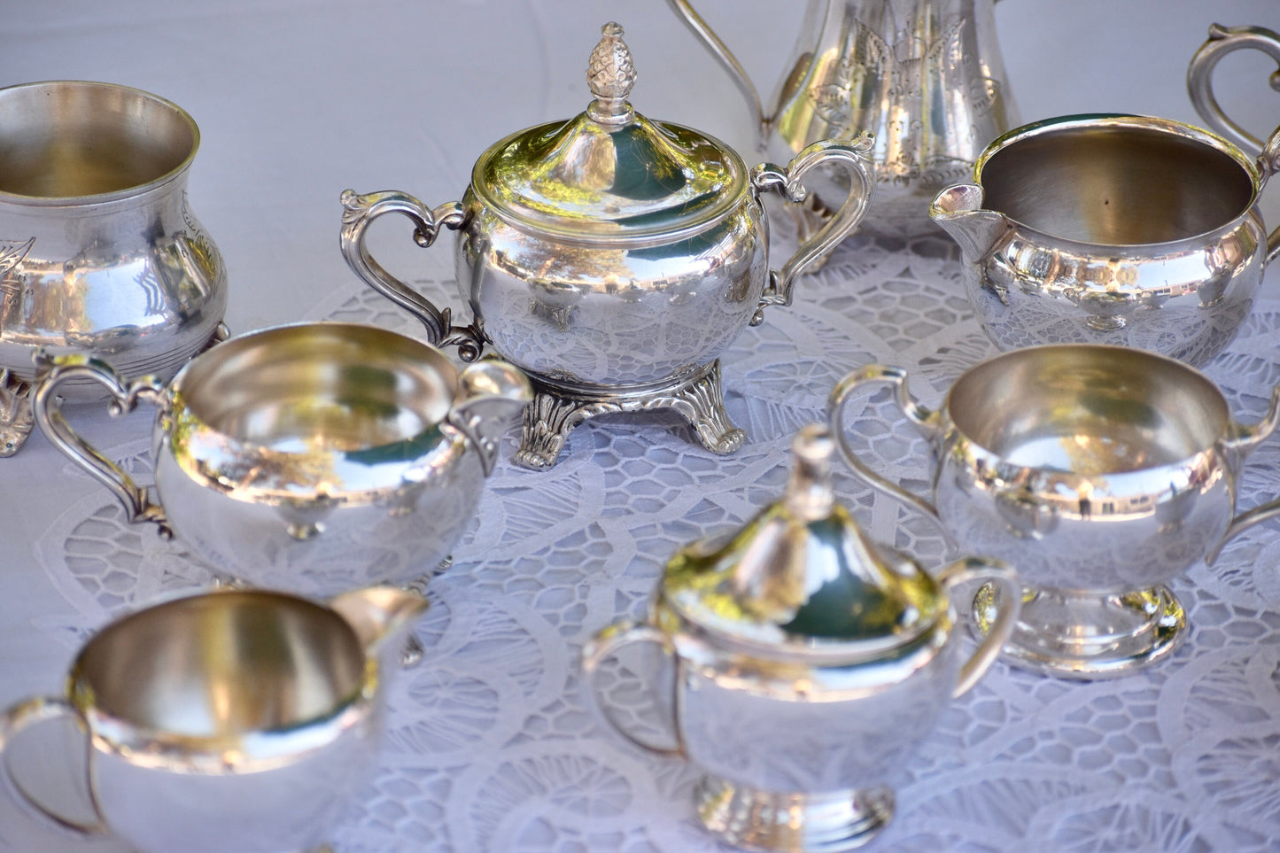 Mix and Match Silver Sugar Bowl and Creamer Set
