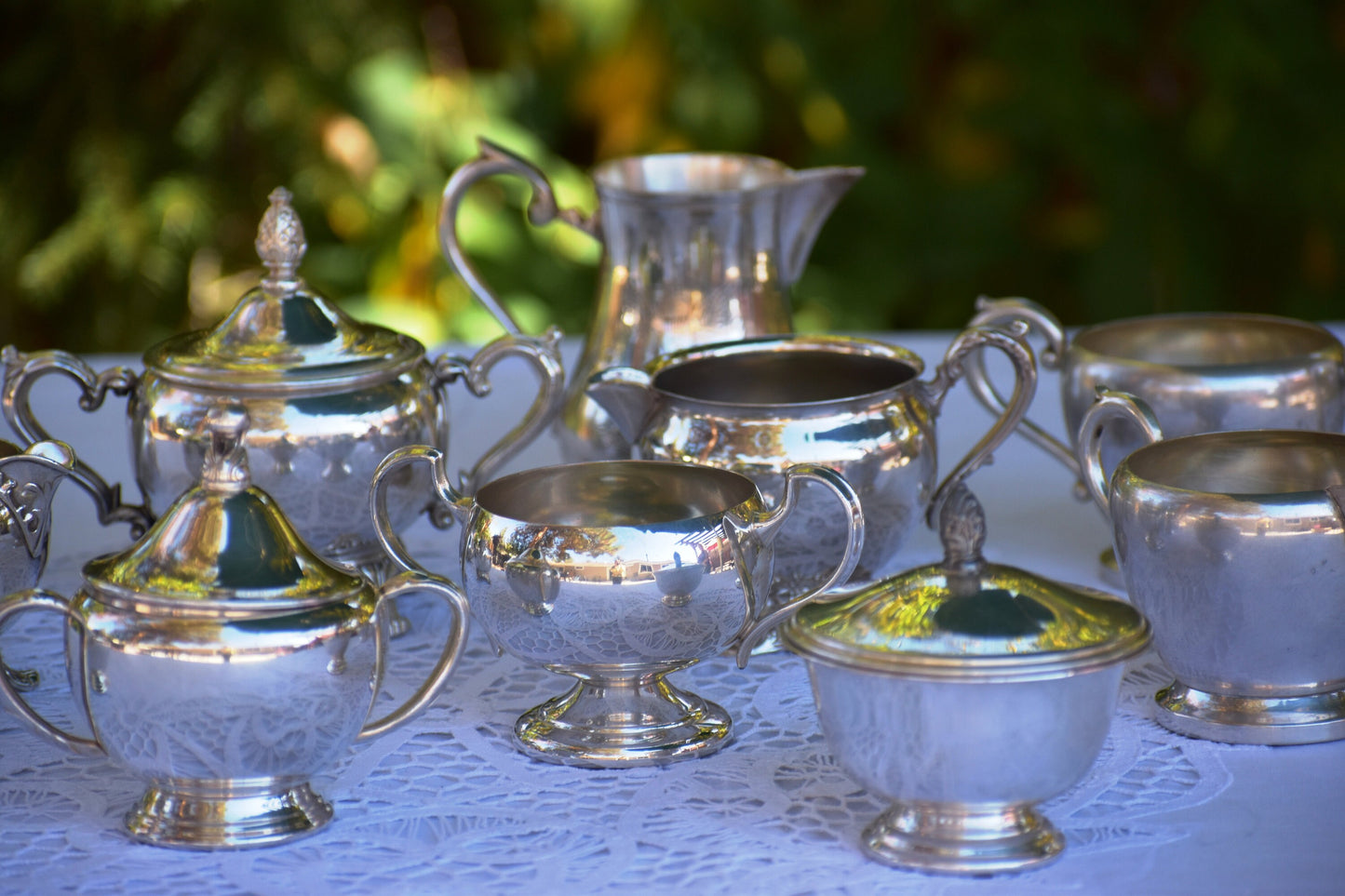 Mix and Match Silver Sugar Bowl and Creamer Set