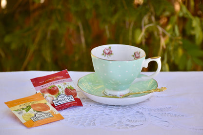 Polka Rose in Green Teacup Gift Set