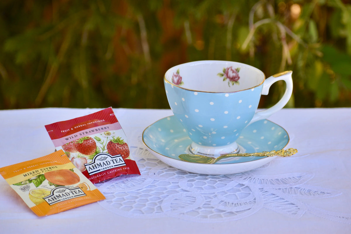 Polka Rose in Blue Teacup Gift Set