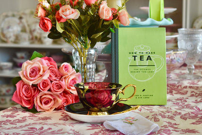 Regency Roses on Black Teacup Gift Set