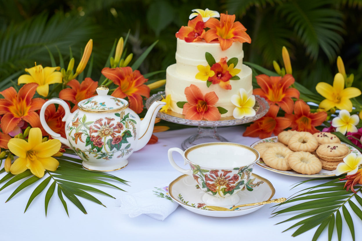 Daylily Orange Flower Teacup Gift Set