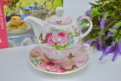English Garden Pink Tea for One Gift Set