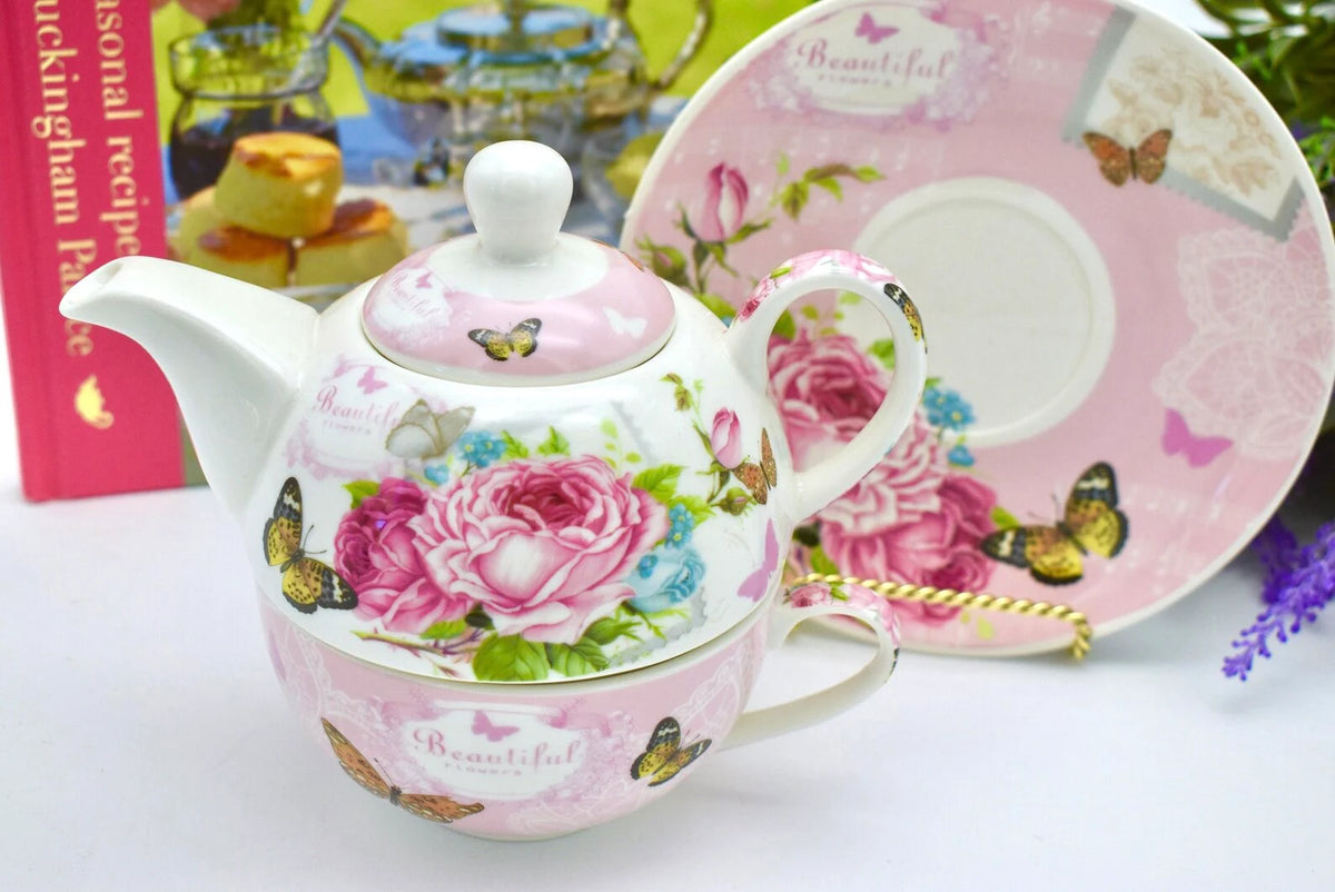 English Garden Pink Tea for One Gift Set