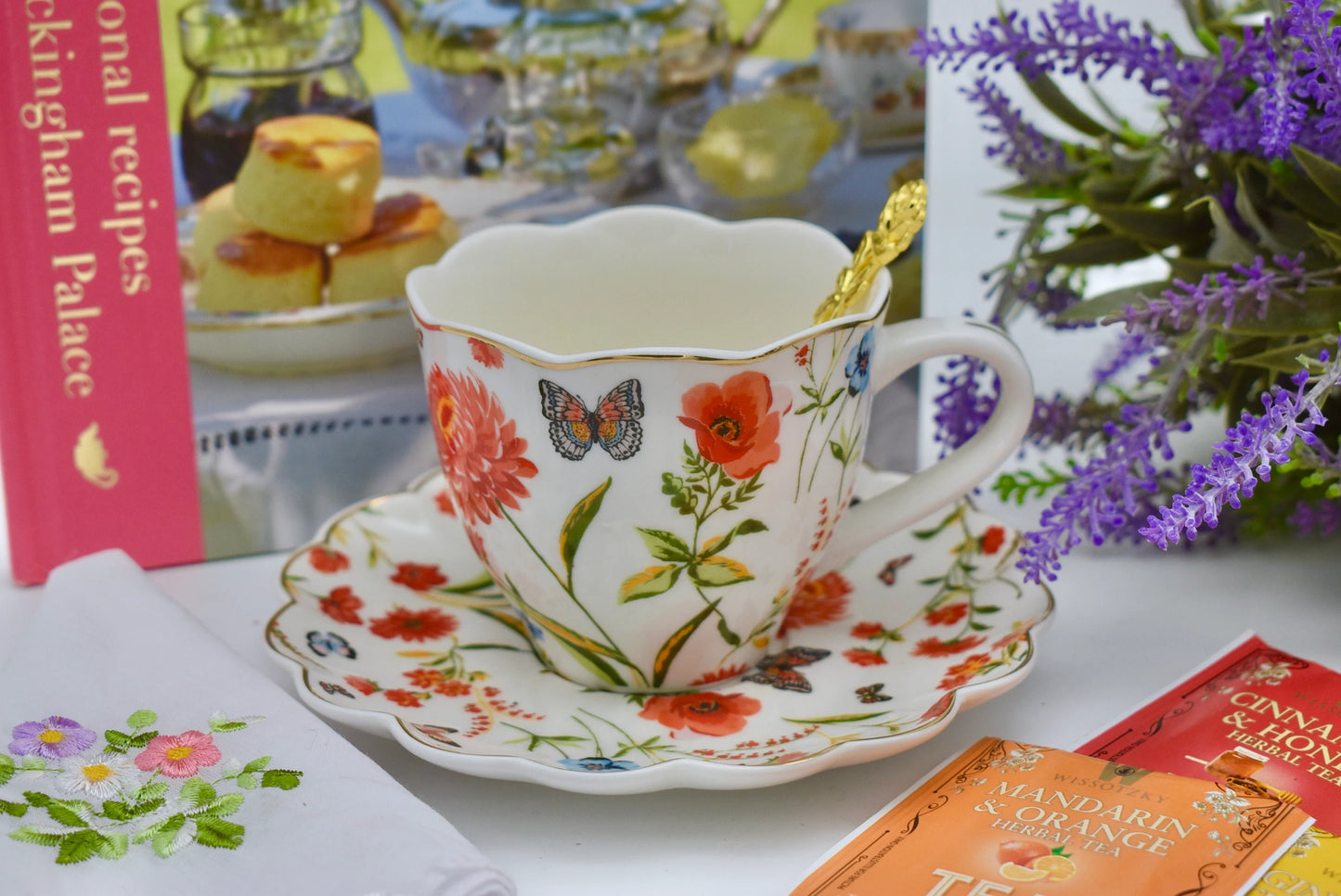 Poppy Flowers and Wildflowers Teacup Gift Set